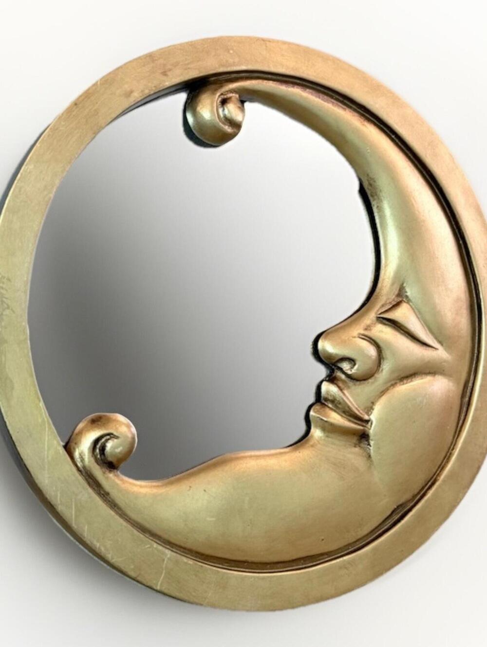 Vintage Collectible Celestial Moon Mirror Y2K Wall Decor 10x10 Diameter